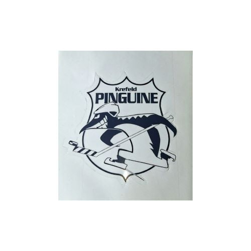 Krefeld Pinguine Aufkleber transparent konturgestanzt mit nostalgischem Retro Logo Schwarz Weiß
