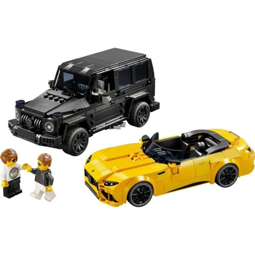 LEGO 76924 Speed Champions Mercedes-AMG G 63 und Mercedes-AMG SL 63 fertig aufgebaute Klemmbaustein-Modelle aus 808 Teilen mit zwei enthaltenen Rennfahrer-Minifiguren.