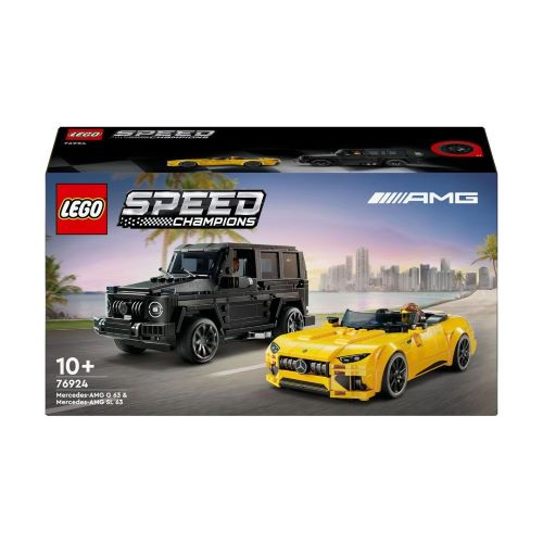 LEGO 76924 Speed Champions Mercedes-AMG G 63 und Mercedes-AMG SL 63 Set ungeöffnete Originalverpackung Box des detailgetreuen Doppelpacks mit 808 Teilen für Autofans.