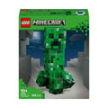 LEGO Minecraft 21276 Der Creeper Bausatz Actionfigur - Frontansicht der grünen Verpackung mit der baubaren Minecraft Creeper Figur und einem kleinen Creeper im Hintergrund