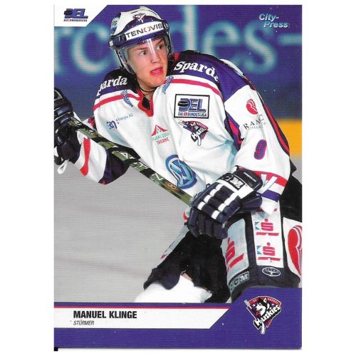 Vorderseite der Eishockey-Sammelkarte #326 von Manuel Klinge bei den Kassel Huskies aus der DEL Saison 2004/2005.