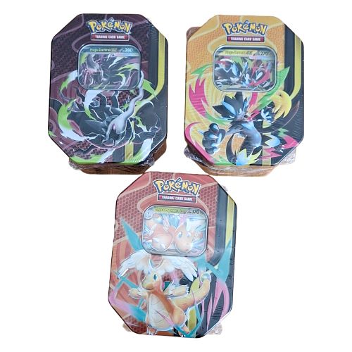 Pokémon Cards Tin Box Set: #130 Mega-Dragoran EX, #131 Mega-Darkrai EX & #132 Mega-Zeraora EX (DE)