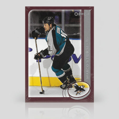 Originale O-Pee-Chee NHL Eishockey Sammelkarte #253 von Marco Sturm im San Jose Sharks Trikot, Vorderseite mit Aktionsfoto.
