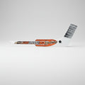 Sher-Wood Miniatur Goalie Schläger im Anaheim Ducks NHL Design für Sammler und Autogramme, freigestellt auf weißem Hintergrund.