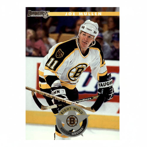 Vorderseite der 1996-97 Donruss Eishockey-Sammelkarte (#191) von Joe Mullen im Trikot der Boston Bruins.