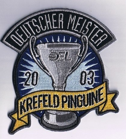 Stickabzeichen Deutscher Meister 2003 Krefeld Pinguine