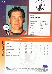 Playerkarte Rob Shearer Eisbären Berlin