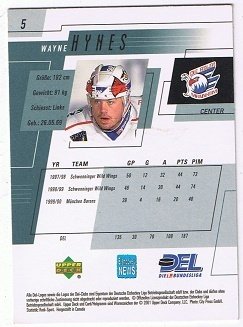 DEL 2000/01 Playerkarte Wayne Hynes Adler Mannheim