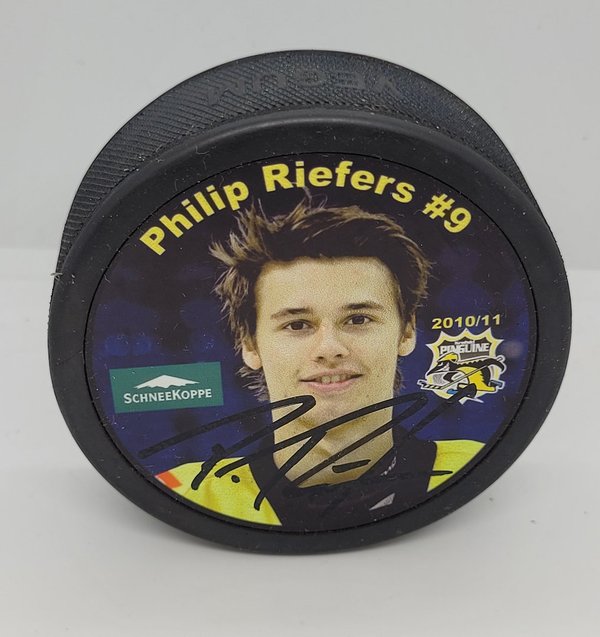 Eishockeypuck signiert Philip Riefers #9 Krefeld Pinguine 2010/2011