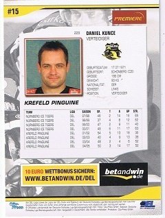 DEL Playerkarte Daniel Kunce