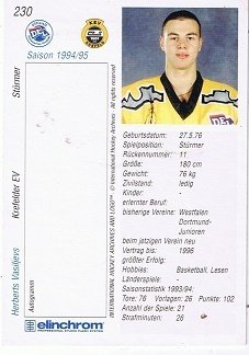 Playerkarte 1994/95 Herberts Vasiljevs Krefeld Pinguine