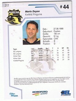 DEL Playerkarte Mario Doyon Krefeld Pinguine