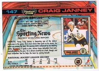 NHL Playerkarte Craig Janney Boston Bruins