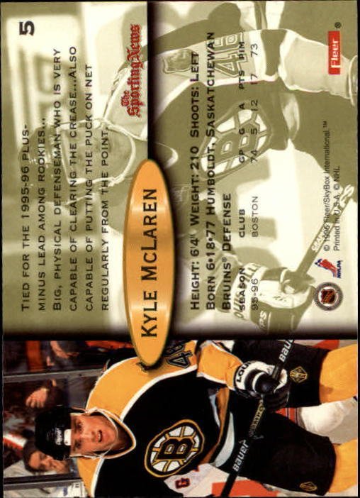 1996-97 Fleer #5 Kyle McLaren Boston Bruins
