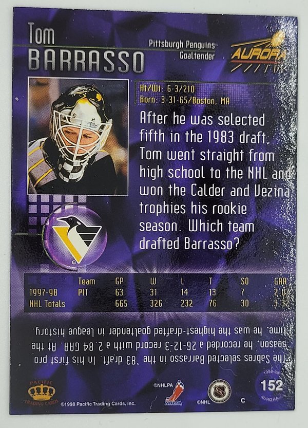1998-99 Pacific Aurora Tom Barrasso  Pittsburgh Penguins  #152