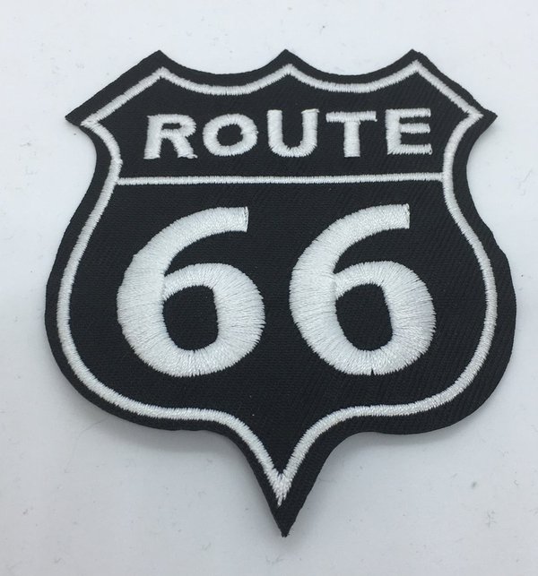 Aufnäher Route 66 mit Bügelbeschichtung