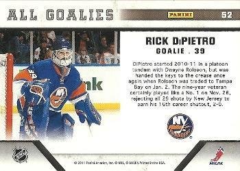 2010-11 Panini All Goalies Rick DiPietro - New York Islanders