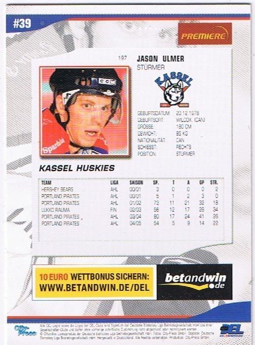 DEL 2005/06 Jason Ulmer  Kassel Huskies