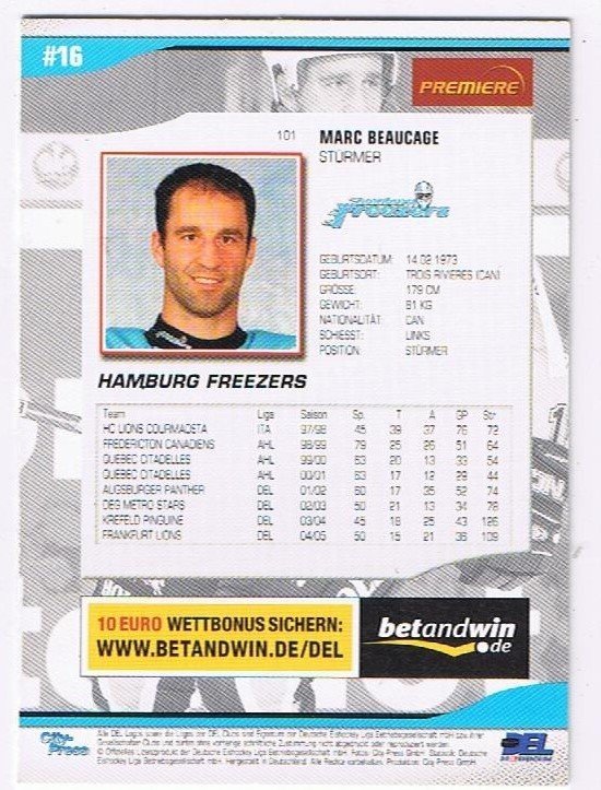DEL 2005/06 Marc Beaucage Hamburg Freezers