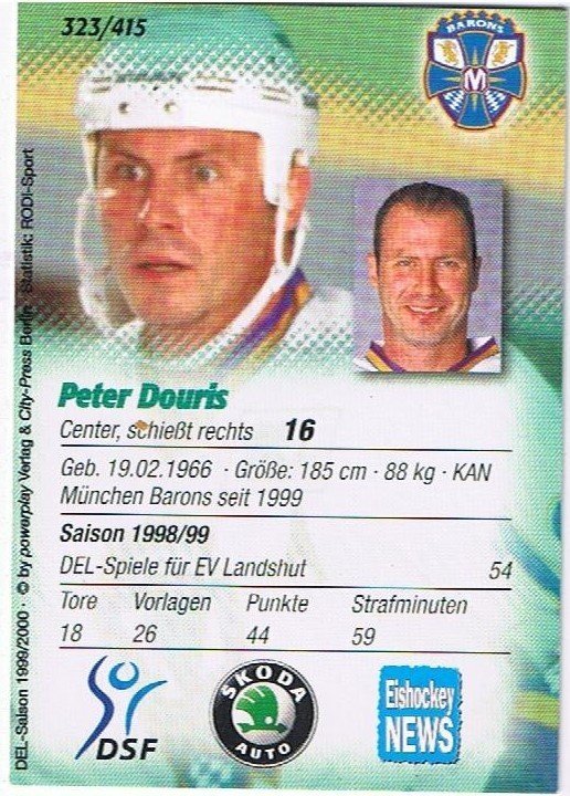 Playerkarte 1999/2000 Peter Douris München Barons
