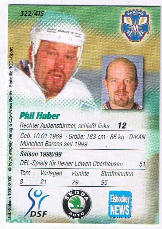 Playerkarte Phil Huber München Barons