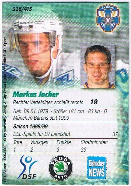 Playerkarte Markus Jocher  München Barons