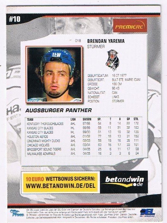 DEL 2005/06 Brendan Yarema Augsburger Panther