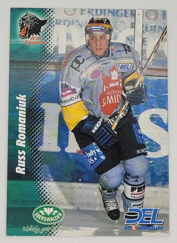 DEL Playerkarte1999/00 Russ Romaniuk Nürnberg Ice Tigers #36