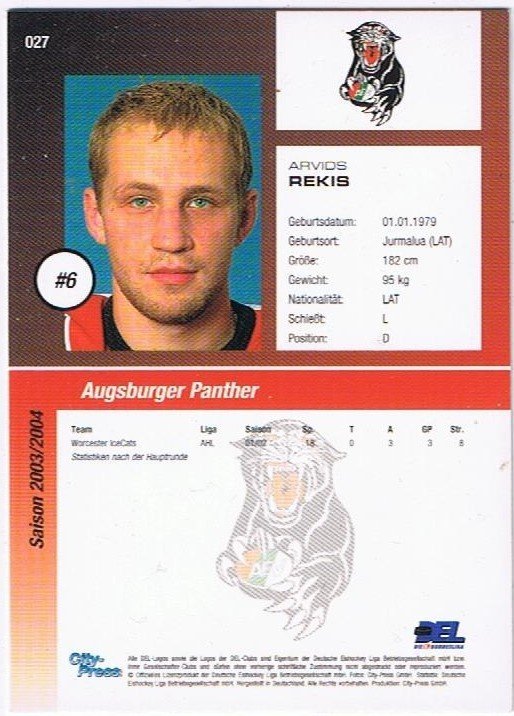 DEL 2003/2004 Arvids Rekis Augsburger Panther