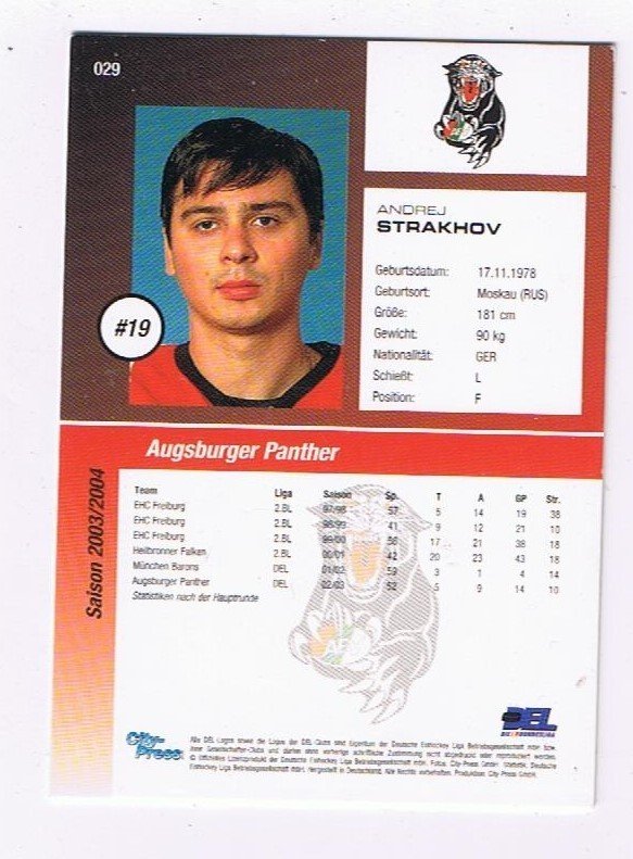 DEL 2003/2004 Andrej Strakhov Augsburger Panther