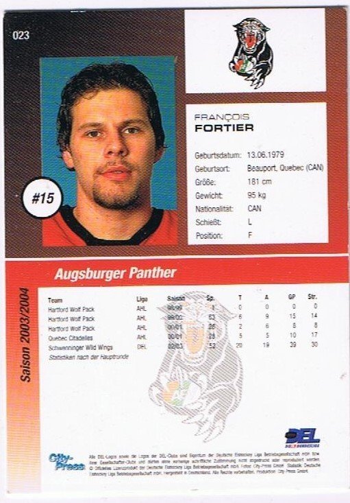 DEL 2003/2004 Francois Fortier Augsburger Panther
