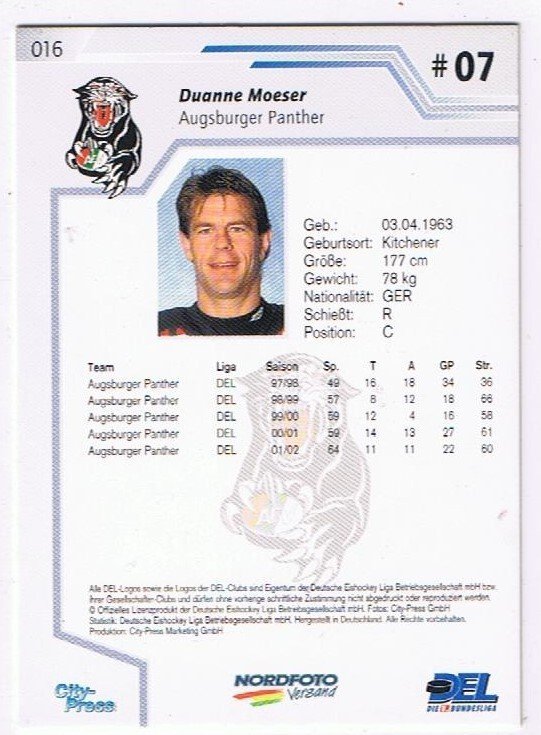 DEL 2002/2003 Duanne Moeser Augsburger Panther