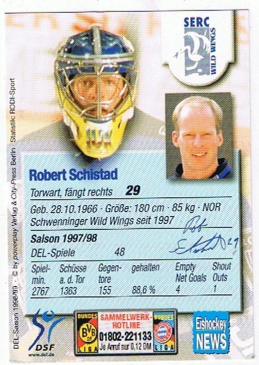 1998/99 Robert Schistad Schwenninger Wild Wings