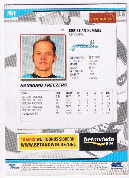 DEL 2005/06 Christian Hommel Hamburg Freezers