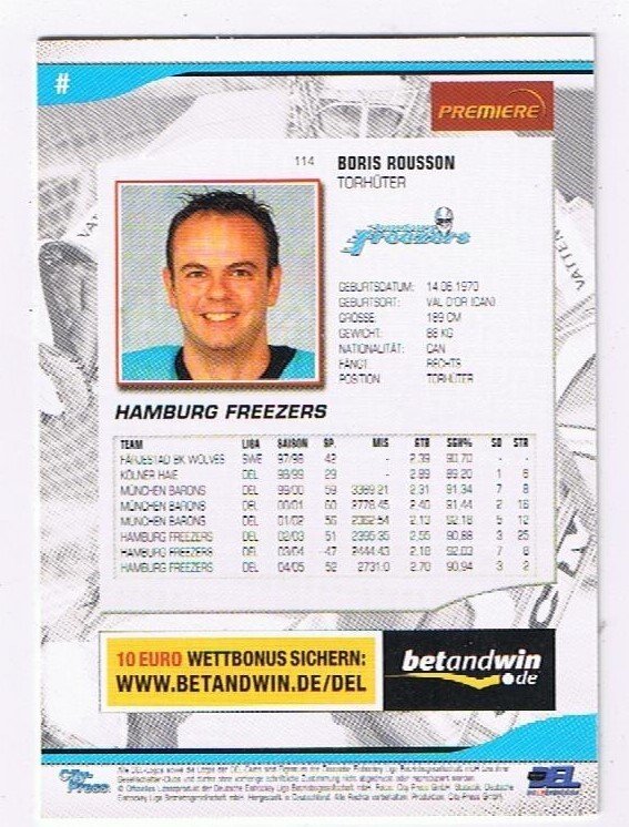DEL 2005/06 Boris Rousson Hamburg Freezers